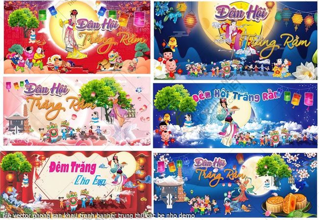 file vector phong san khau tranh banner trung thu cac be nho